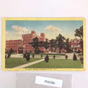 St Mary's Hospital Huntington West Virginia 1940s Linen Postcard WV PC Medical